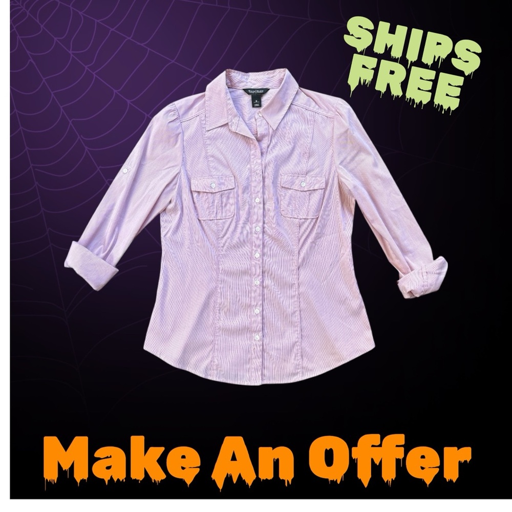 White House Black Market Lavender Striped Shirt